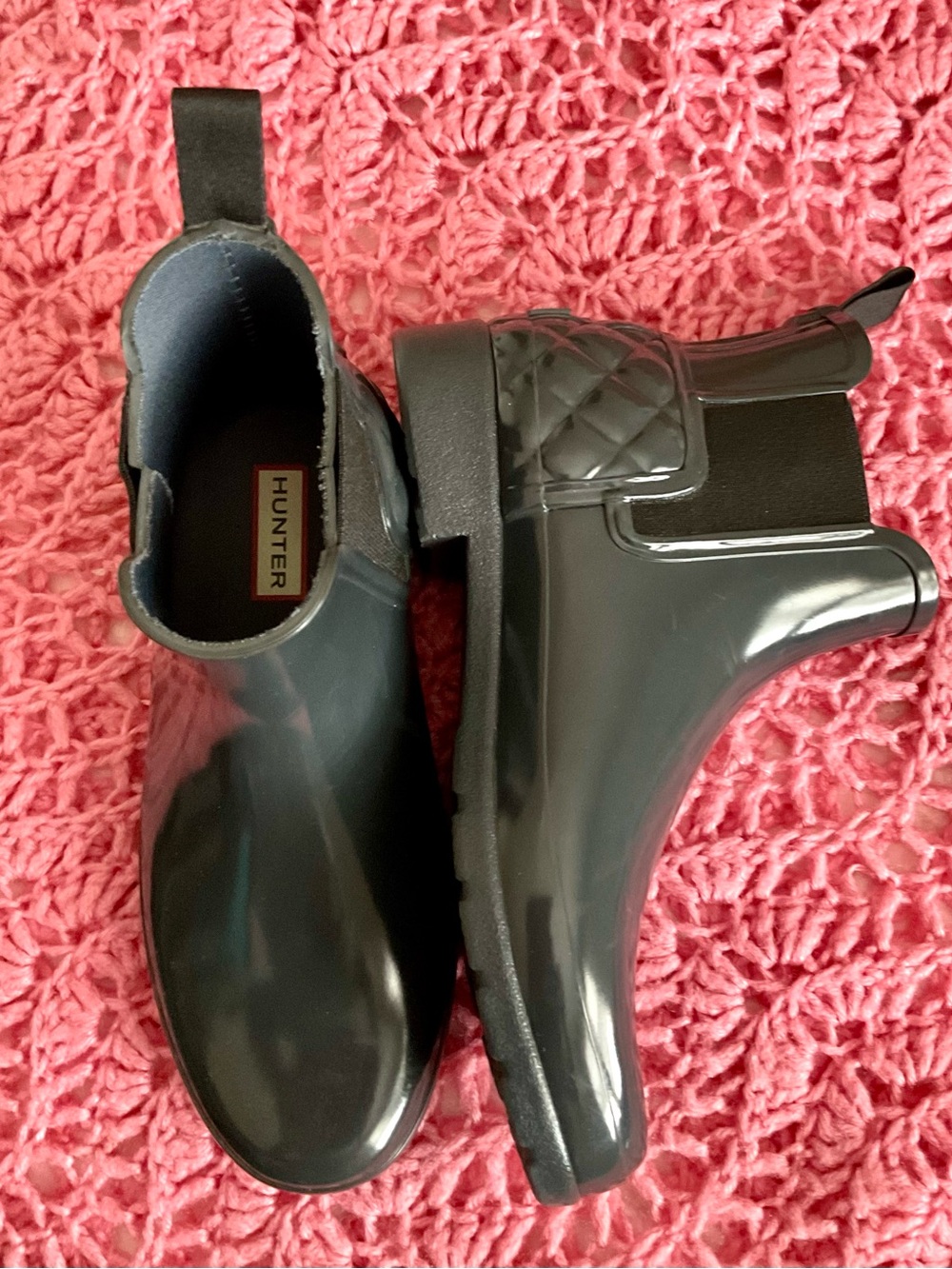 Hunter Glossy Charcoal Grey Chelsea Rain Booties